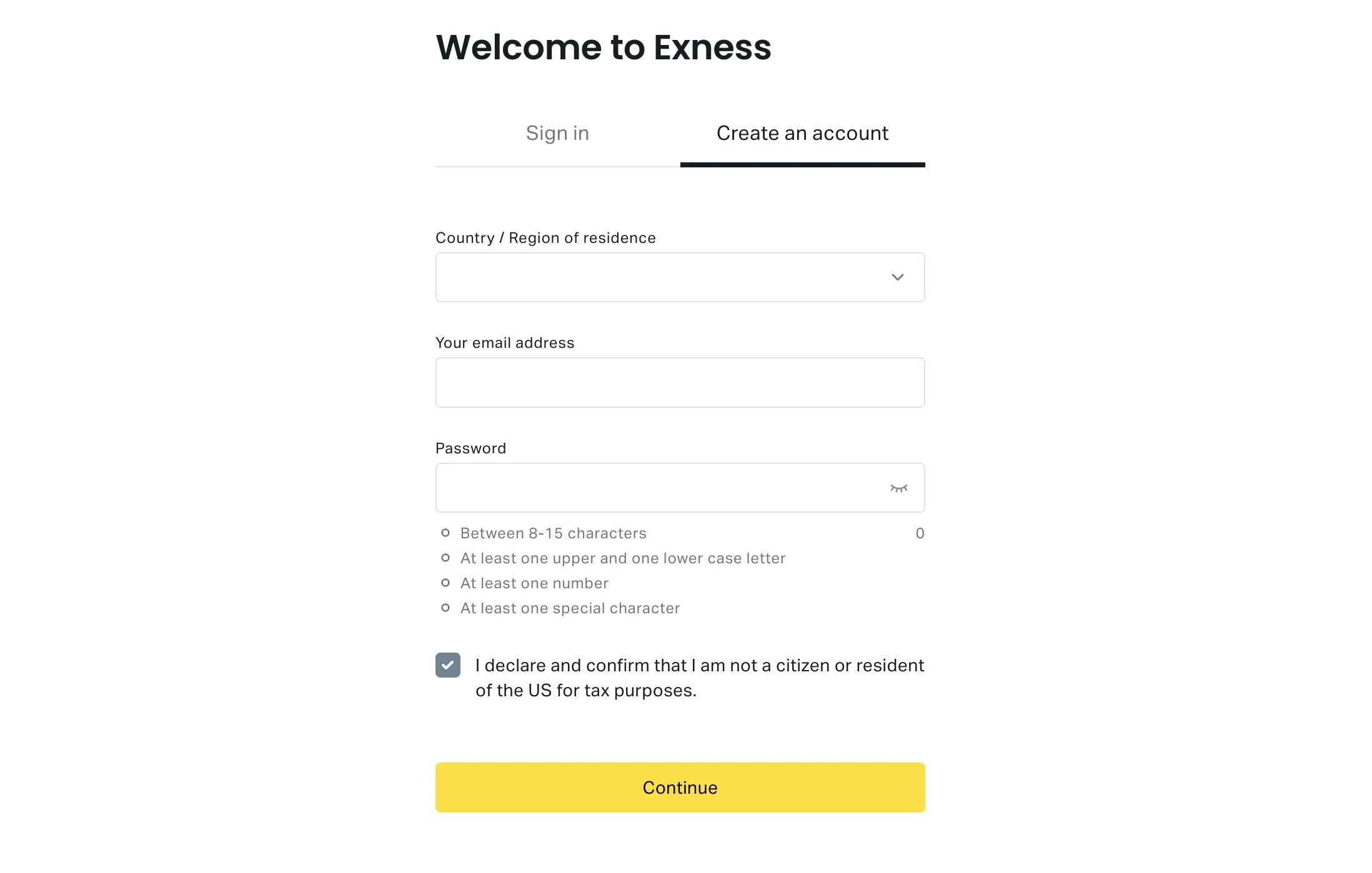 Create Exness Account