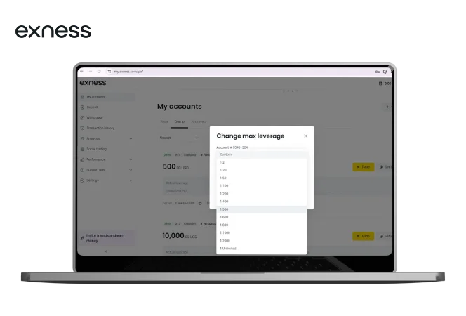 Adjusting Leverage on Exness