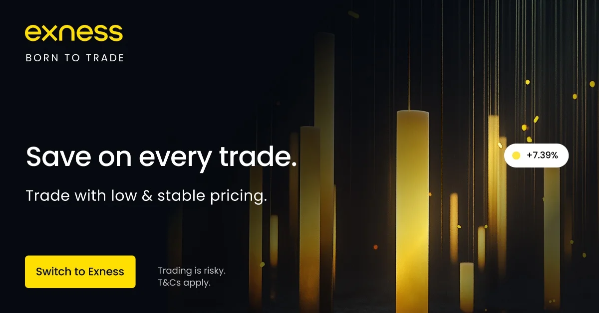 Exness low and stable pricing.
