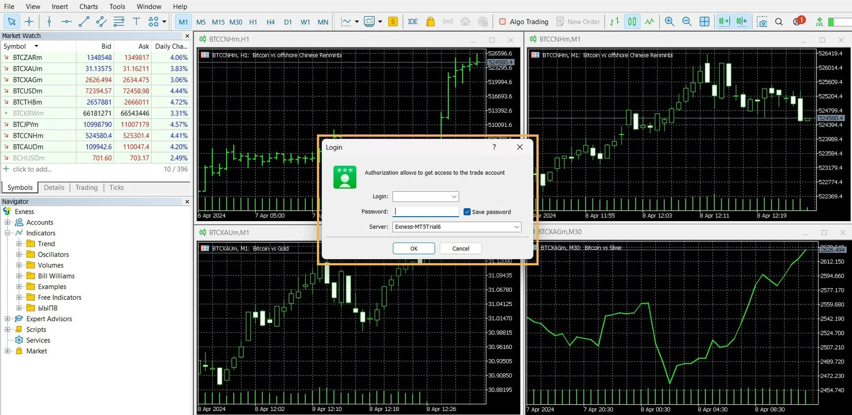 Exness MT5 Login Interface